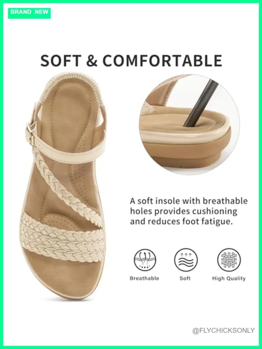 Womens Strappy Flat Sandals with Adjustable Buckle - Comfort Walking Shoes